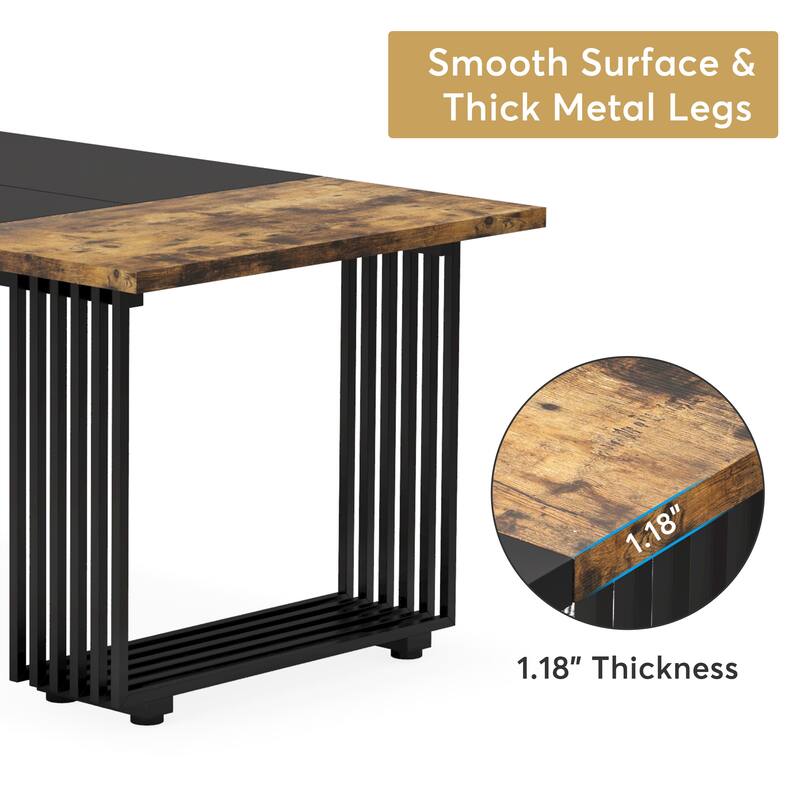 Modern Dining Table for 6-8 People, 70.8 Inches White Kitchen Table