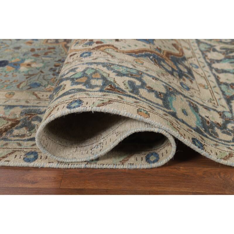 Traditional Blue Tabriz Persian Vintage Area Rug Handmade Wool Carpet - 7'1" x 9'8"