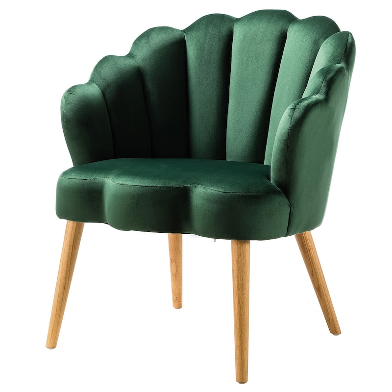 Eleanora Morden Scalloped Velvet Arm Chair with Tufted Back by HULALA HOME