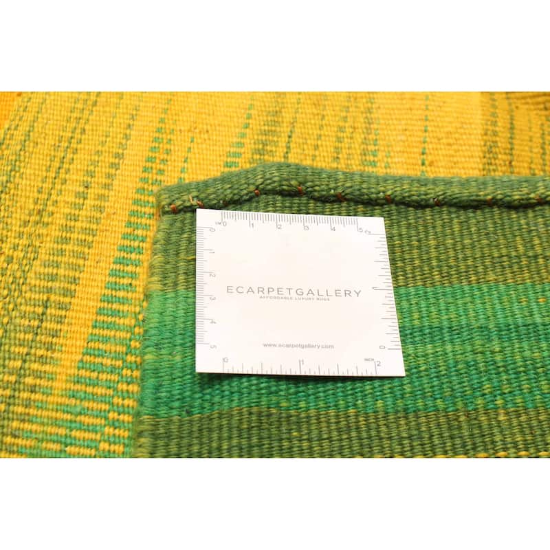 ECARPETGALLERY Flat-Weave Ankara FW Green Wool Kilim - 7'1 x 9'9