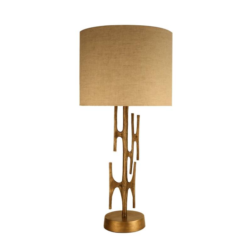 Metal 27" Table Lamp with Fabric Shade, Brass