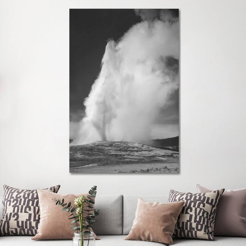 iCanvas "Old Faithful Geyser, Yellowstone National Park" by Ansel Adams Canvas Print