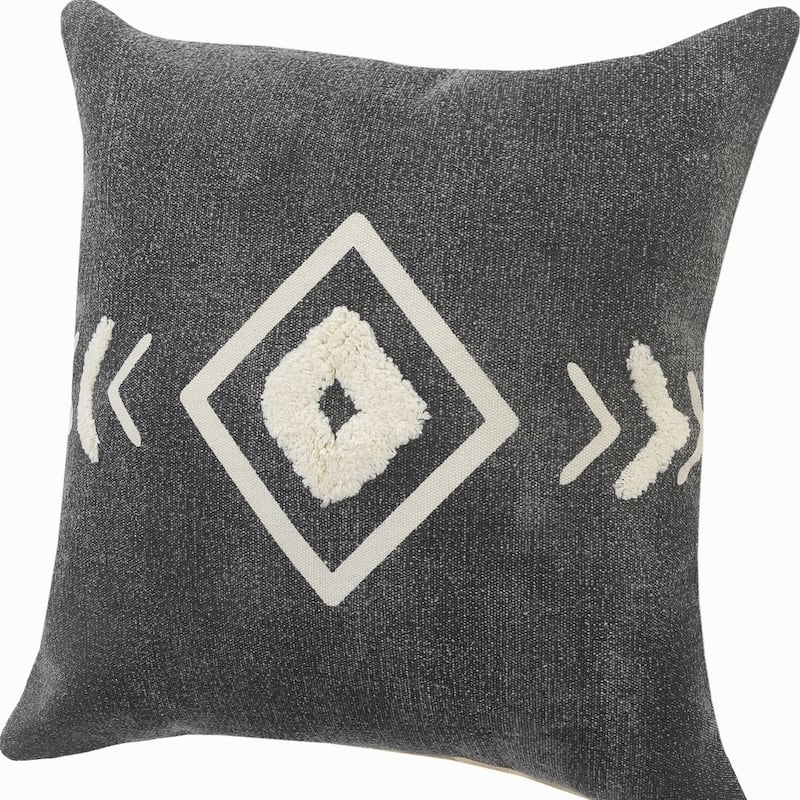 Set of Two 20" Black And White Geometric Cotton Throw Pillows with Texture