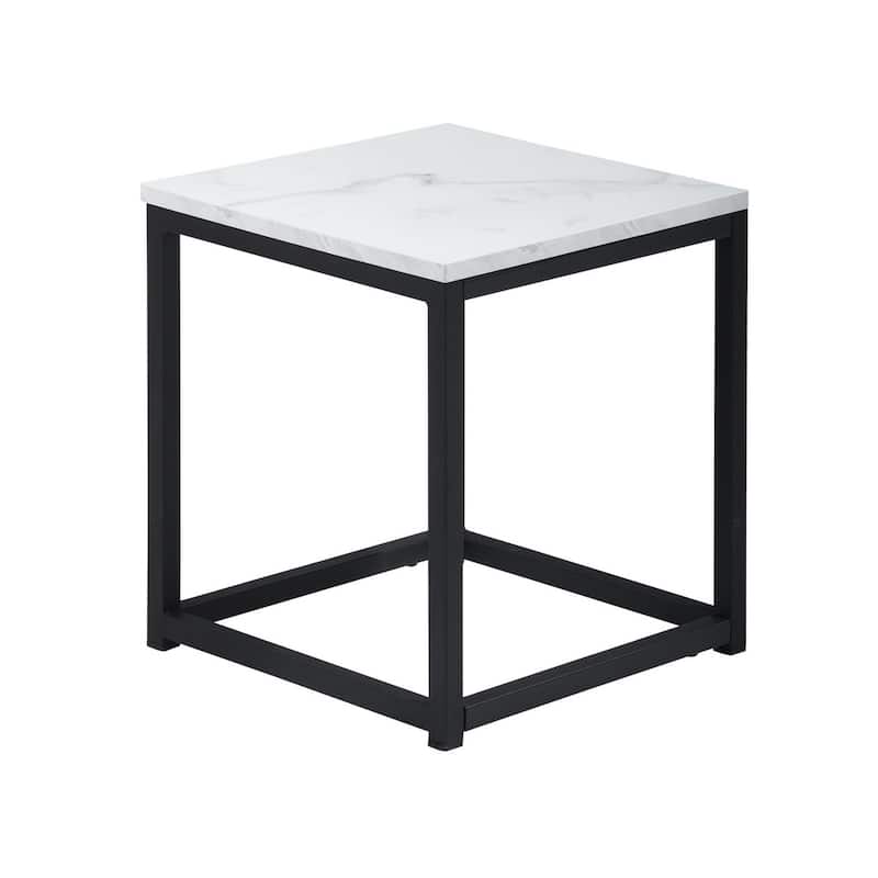 End Table Side Table Nightstand Metal Frame Marble Black