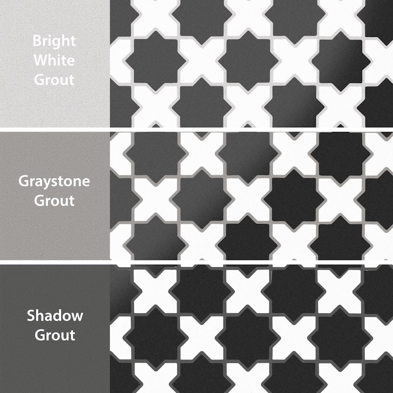Merola Tile Metro 2" Star Matte Black with Matte White Cross 11-7/8" x 11-7/8" Porcelain Floor and Wall Tile