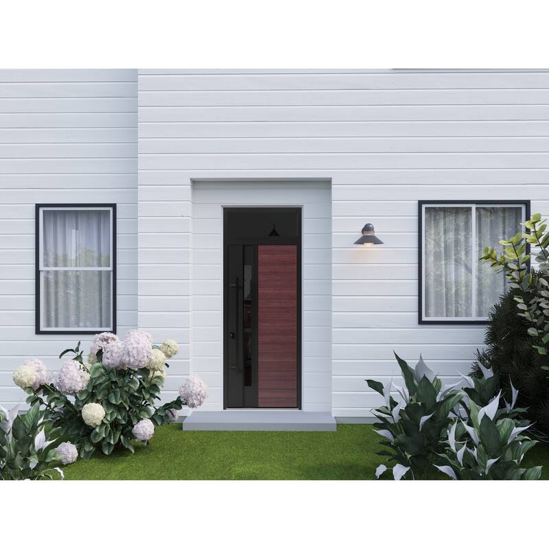 Front Exterior Prehung Steel Door Ronex 0162 Red Oak Entry Metal Painted W36xH80 Left hand Inswing