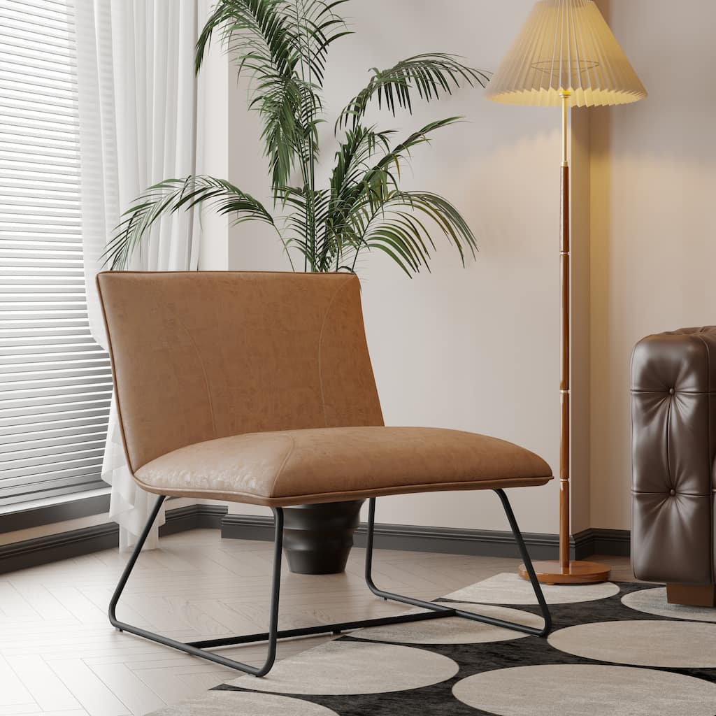 Corvus Soloway Oversize Bonded Leather Lounge Slipper Chair