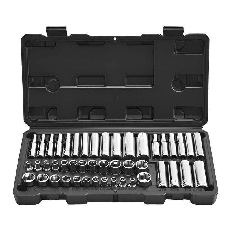 Black CR-V Alloy Steel 46-Piece 1/4-Inch Socket Set with High-Torque and Storage Case - 11.14 x 1.77 x 5.67