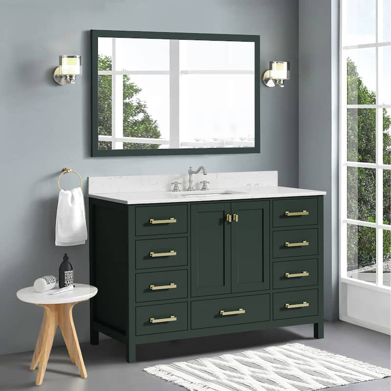 StarrySky 54 inch Undermount Single Sink Bathroom Vanity with Engineered Carrara Marble Top - 54 inch
