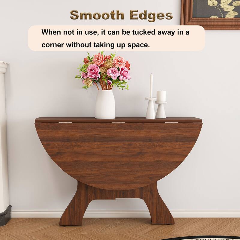 Roomfitters 43 Inch Folding Dining Table for Small Spaces, Space Saving Drop Leaf Kitchen Table