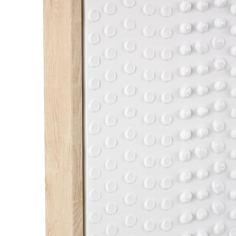 Wooden Abstract Dimensional Dot Living Room Wall Decor with Brown Wooden Frame - White - Roche River Decor