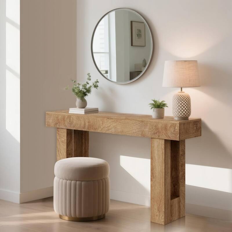 63" Farmhouse Console Table, Long Sofa Table Behind Couch, Wooden Entryway Table