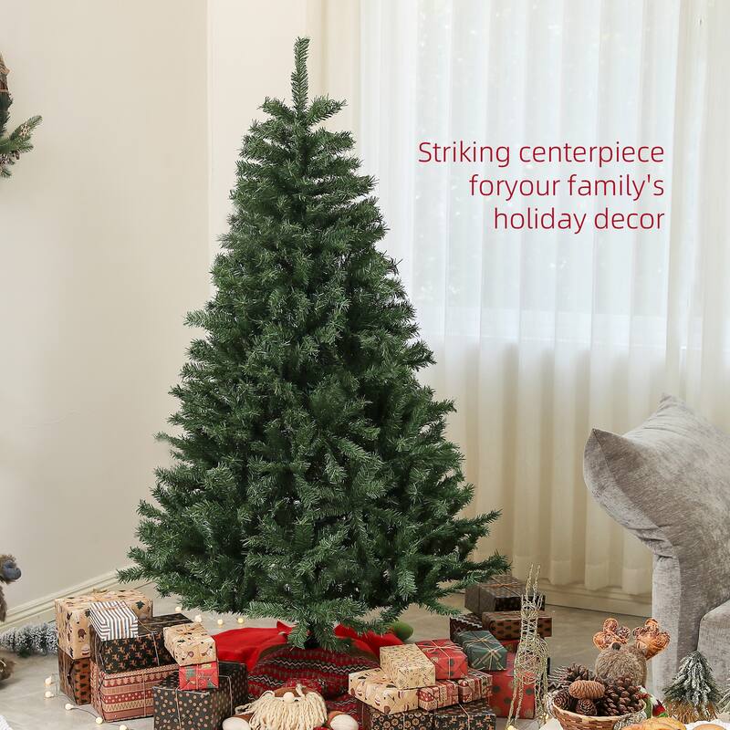 6ft Unlit Artificial Christmas Tree with 1000 Tips, Auto-Open Design & Steel Base, Ideal for Holiday Decor
