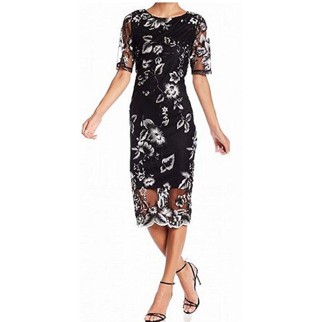 scalloped midi dress