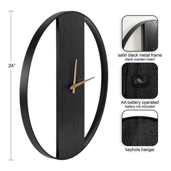 dimension image slide 1 of 4, Kate and Laurel Ladd Round Numberless Wall Clock