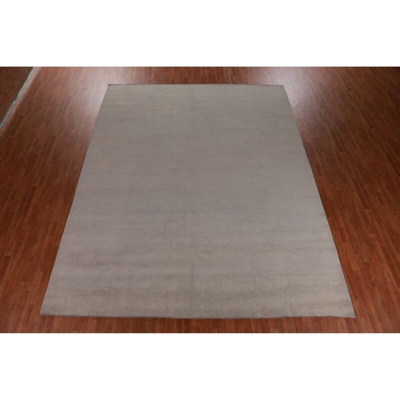 Hand Knotted Oriental 100% Wool Carpet Modern Solid Brown Gabbeh Area Rug - 13' 0'' X 10' 3''