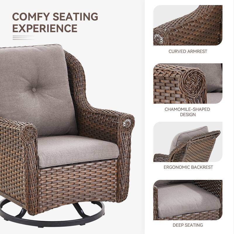 Gymojoy Outdoor Wicker Swivel Glider Chairs with Cushions