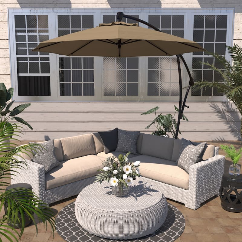 Okracoke 9ft Rotating Aluminum Umbrella by Havenside Home - Champagne