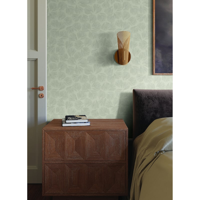 Saintes Elora Leaf 27 In W X 27 Ft L Wallpaper - Taupe