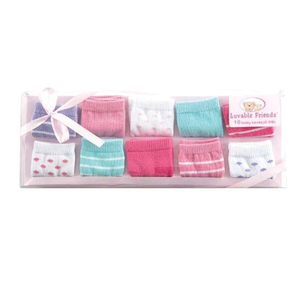 slide 1 of 1, Luvable Friends Baby Girl Socks Giftset, Pink 10-Pack, 0-9 Months - Pink 10-Pack