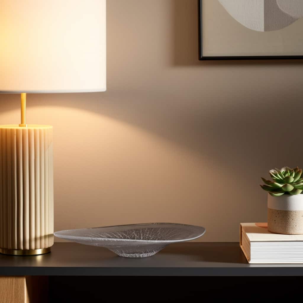 Glass Bowl Textured Handcrafted Finish Decorative Use - 3" Clear - 24" x 14" x 3"