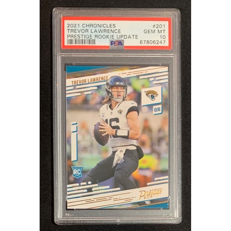 Trevor Lawrence 2021 Panini Chronicles Prestige Rookie Update Football Card RC #201 Graded PSA 10 - 8'6" x 11'6"