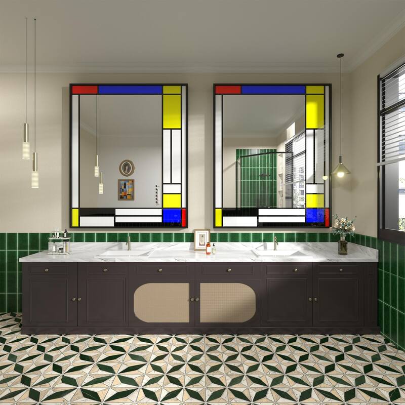 Window Pane Wall Decor Bathroom Vanity Mirror Mounted