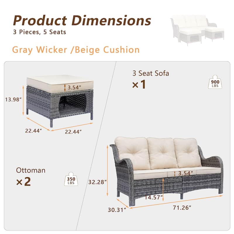 Gray Wicker Rattan Outdoor Patio Furniture Set Swivel Chair with Cushion