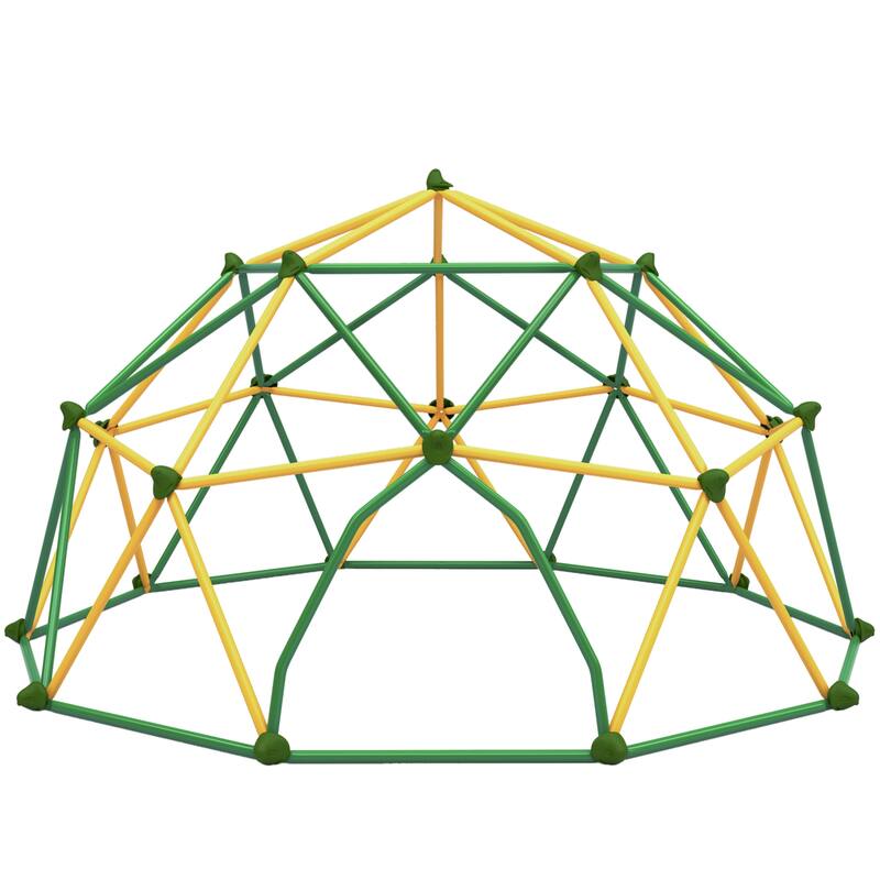 12ft Geometric Dome Climber Play Center, Kids Climbing Dome Tower, Rust & UV Resistant Steel Supporting 1000 LBS - Green + Yellow