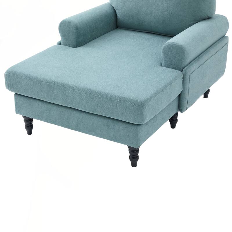 Modern Minimalist Chenille Fabric Chaise Lounge Recliner Single Sofa Living Room Bedroom