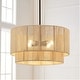 preview thumbnail 1 of 8, 4-Light Rattan Tiered Drum Chandelier Light with Black Canopy - 22'' W 22'' W