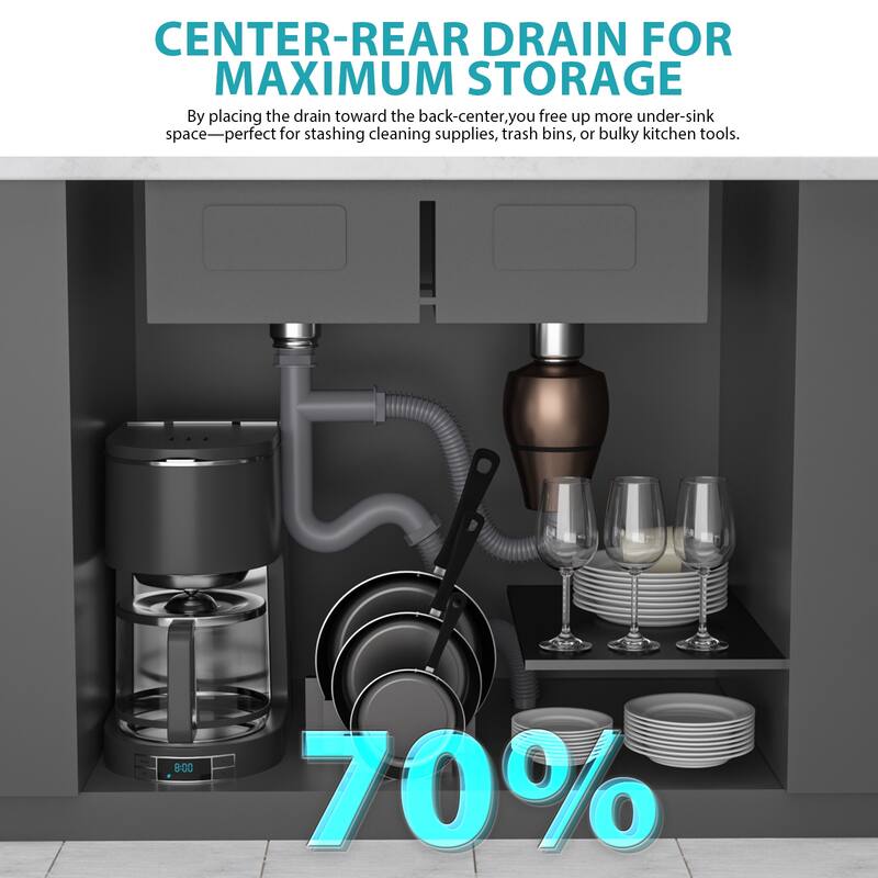 Drop in Double Bowl (50/50) Kitchen Sink 16 Gauge with Two 10" Deep Basin