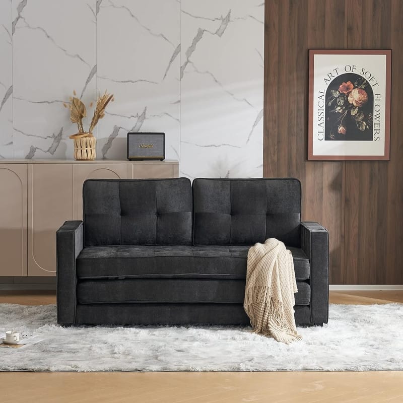 VINGLI Loveseat Sleeper - 64.2''W Deep Grey