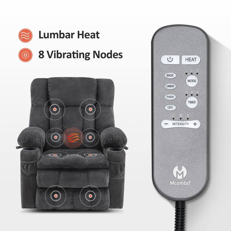 MCombo Dual Motor Power Lift Recliner Chair Sofa with Massage and Heat, Infinite Position, USB Ports, Fabric R7897