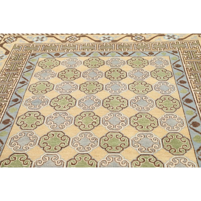 Vegetable Dye Khotan Oriental Wool Area Rug Hand-knotted Office Carpet - 6'4" x 9'4"