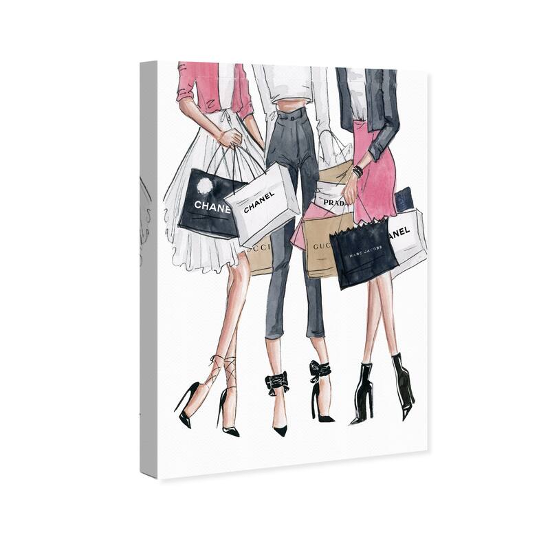 Wynwood Studio 'Shopping Date' Fashion and Glam Wall Art Canvas Print Lifestyle - White, Pink