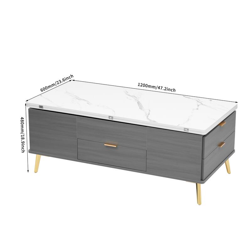 Lift Top Coffee Table with Drawers and Multi Functional Table