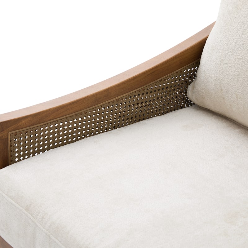 Christopher Knight Home - Riverton Mid-Century Upholstered Loveseat Sofa with Rattan Armrests