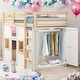 preview thumbnail 1 of 16, Twin Size Loft Bed With Built-in Wardrobe And 2 Windows for Home Natural