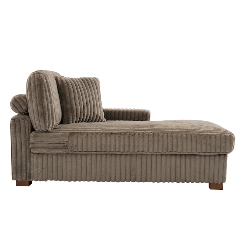 Plush Corduroy Chaise Armchair Modular Lounge Sectional Corner Sofa