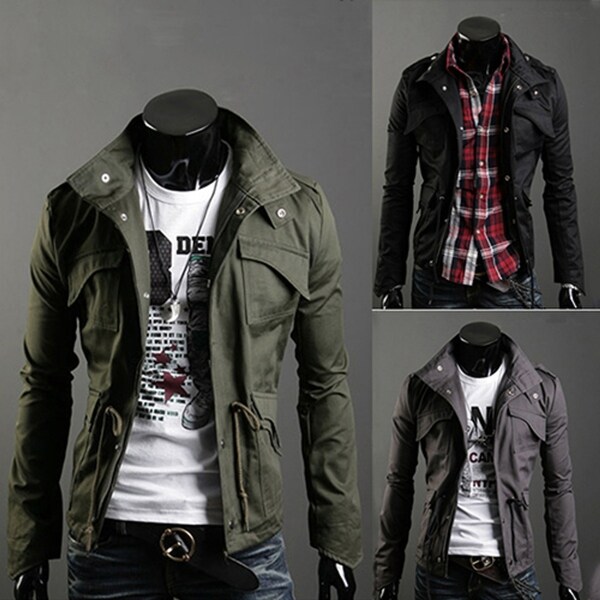 Shop Men's Korean Style Cool Zipper Button Front Pockets ...