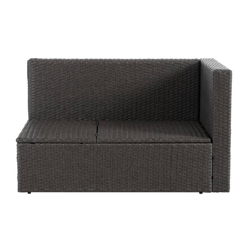 GDFStudio - Modern 7-Piece Outdoor PE Wicker Patio Set with Lounger Sofa, Seats 6