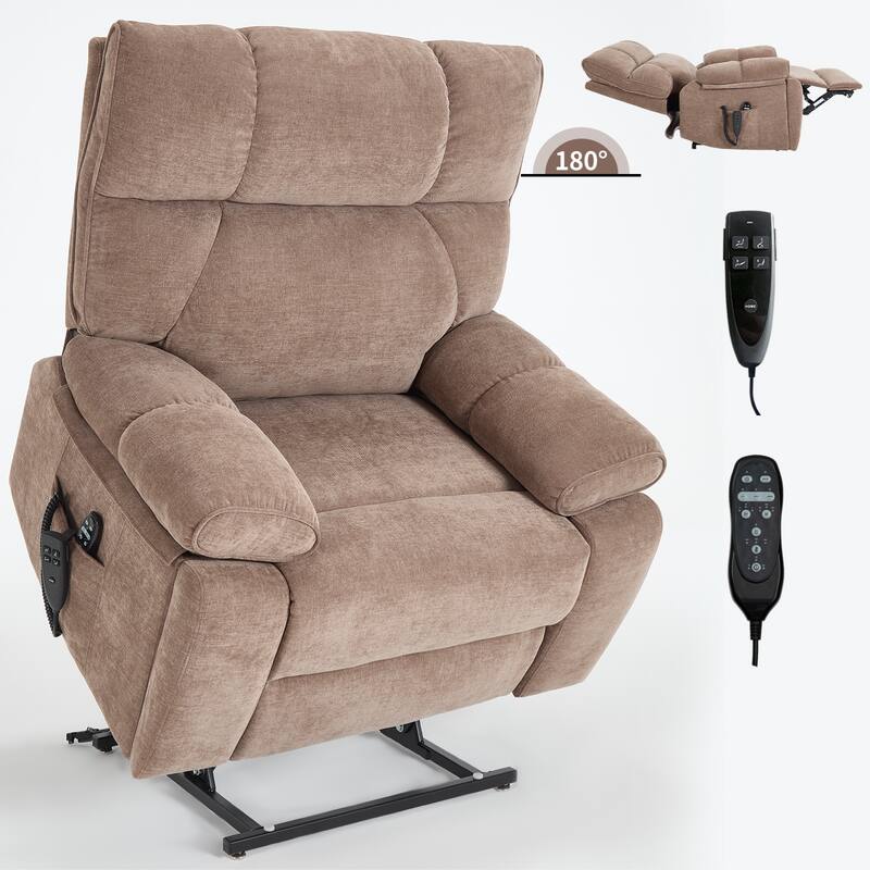 Roomfitters Dual Motor Power Lift Recliner, Infinite Position Massage Chair with Heat & Hidden Cup Holders, Heavy Duty