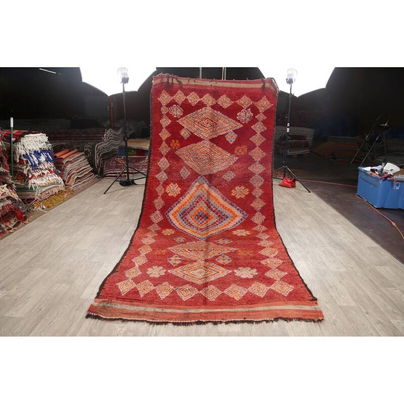 Tribal Moroccan Oriental Area Rug Wool Handmade Bedroom Carpet - 5'1" x 11'1"