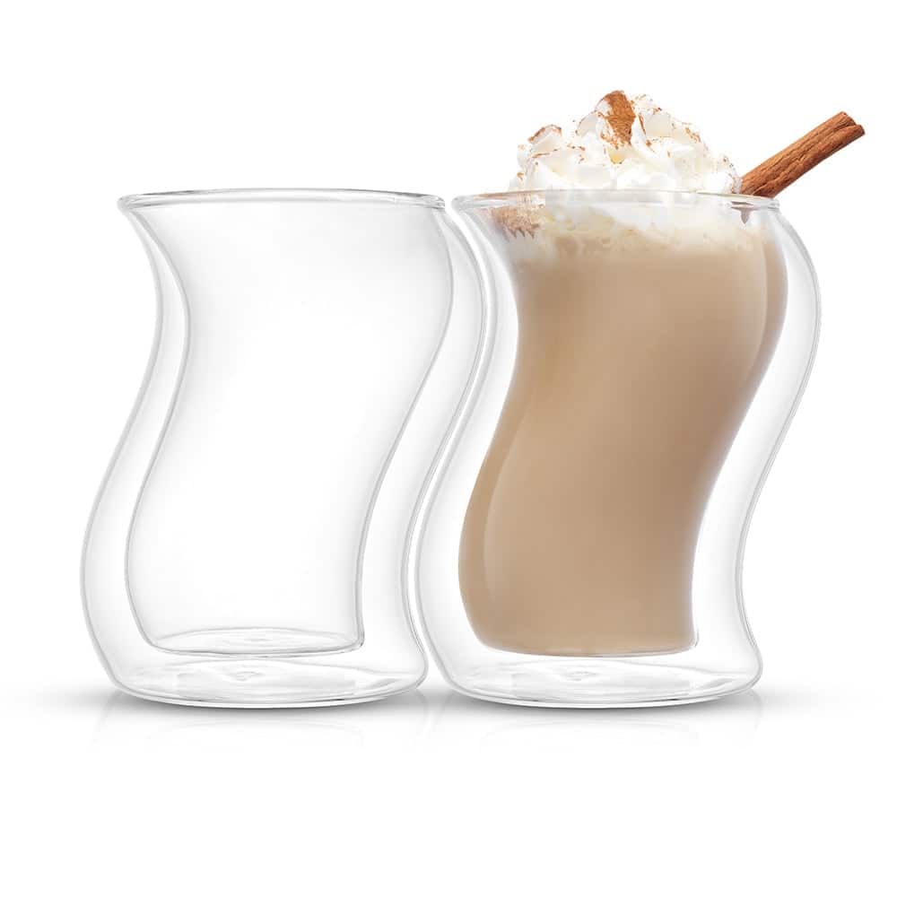 JoyJolt Pivot Double Wall Coffee Tea Glasses - 13.5 oz - Set of 4