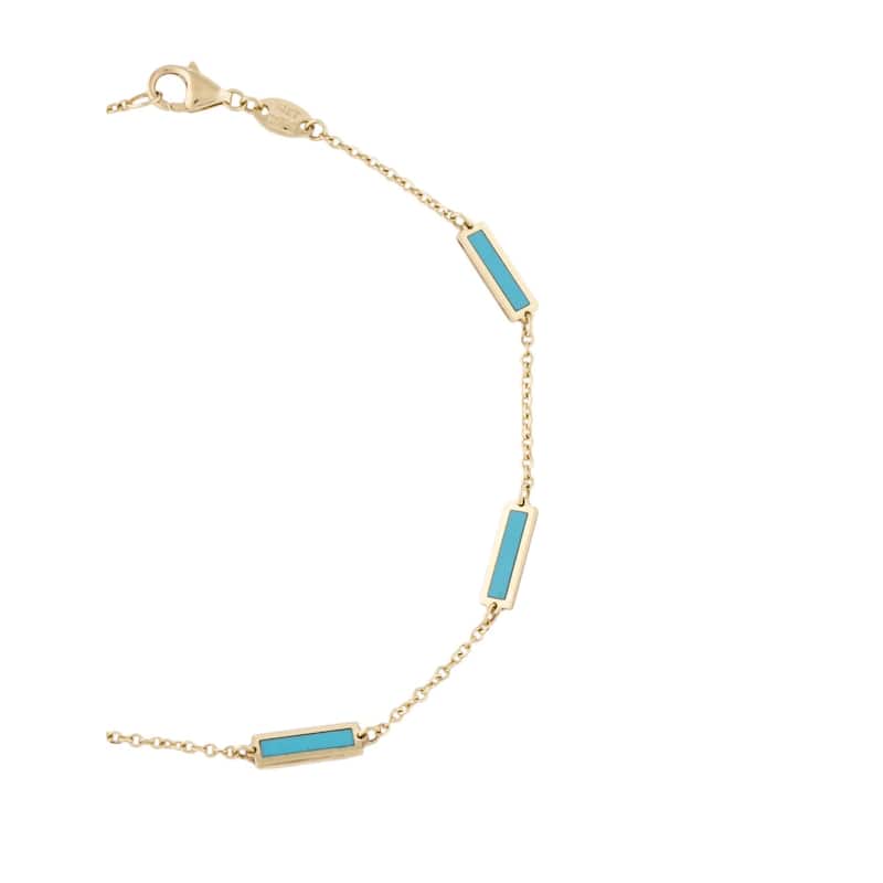 Joelle Collection Turquoise Stackable Bar Bracelet - 14K Gold Turquoise Bracelet