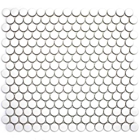 TileGen. Penny Dot 0.8" x 0.8" Porcelain Mosaic Tile in Matt White Floor and Wall Tile (11 sheets/10.56sqft.)