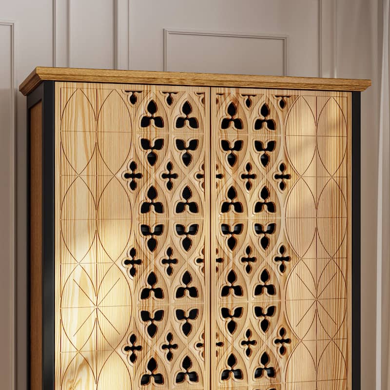 Display Storage Cabinet with Intricate Design Elegant Home Storage Solution Bookshelves Curio