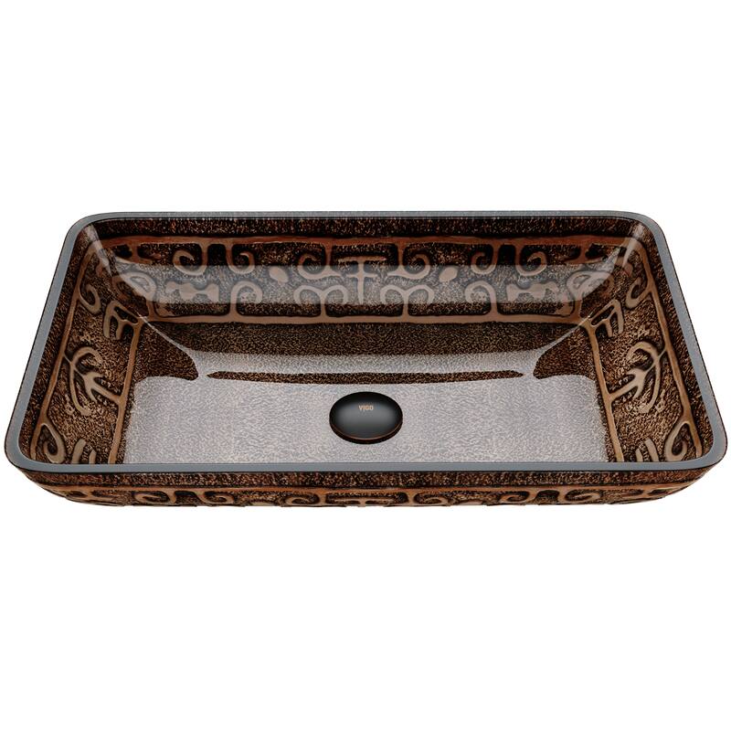 VIGO Donatello 23"L x 15"W x 5"H Glass Rectangular Vessel Bathroom Sink