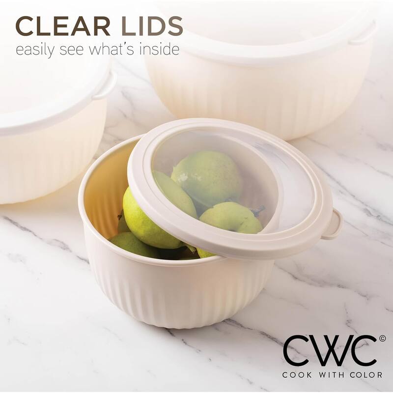 COOK WITH COLOR Prep Bowls with Lids- Wide and Deep Nesting Plastic Small Mixing Bowl Set with Lids, 12 Piece Set - Deep Bowls